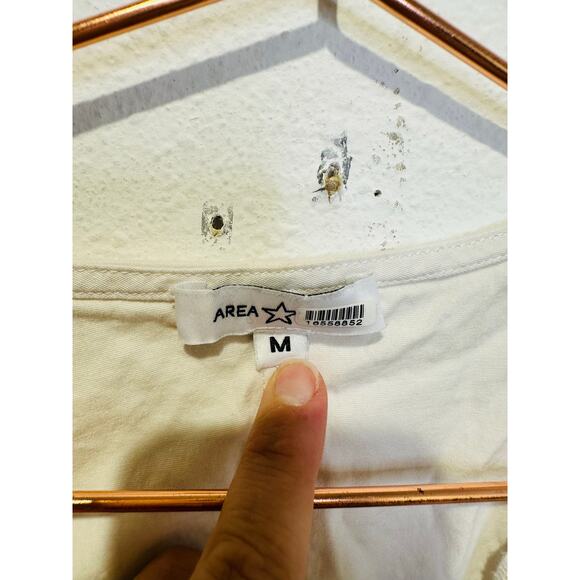 AREA STARS White Cotton Waist Cinching Sleeveless Jean A-Line Dress Size Medium - Picture 7 of 10